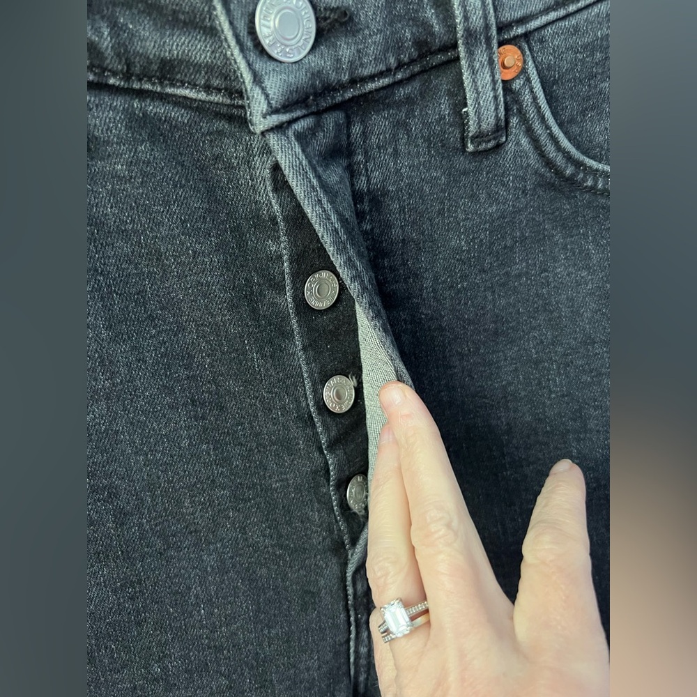 Re/done 90s High-Rise Ankle Crop Jeans in Stoned Noir Size 29 New - Picture 7 of 10